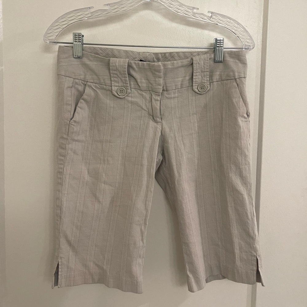 Vintage Y2K Stooshy Light Beige Cropped Jeans with Buttoned Waist